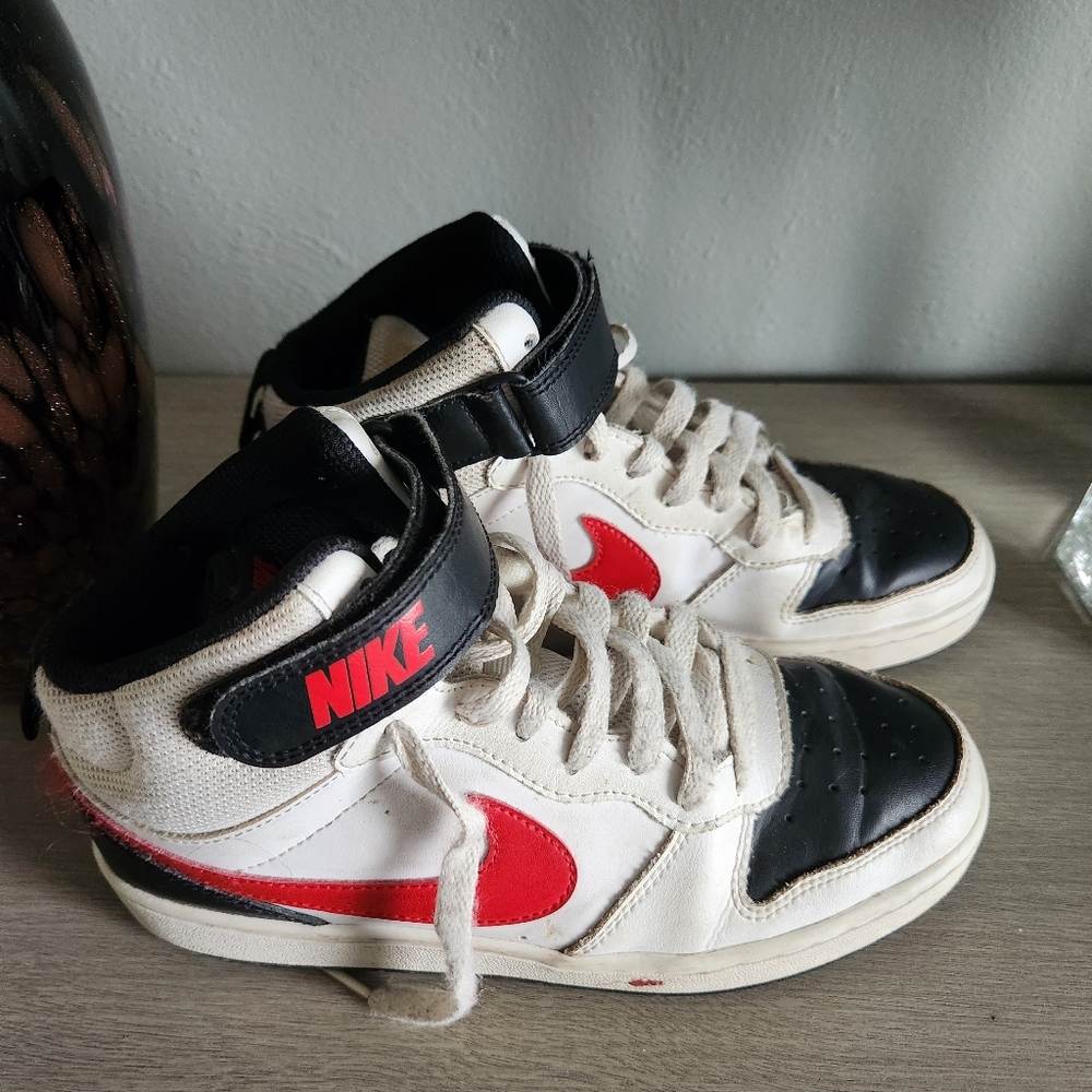 Nike Court Borough Mid 2 White Black University Red CD7782 110 Kid's Sz 5Y